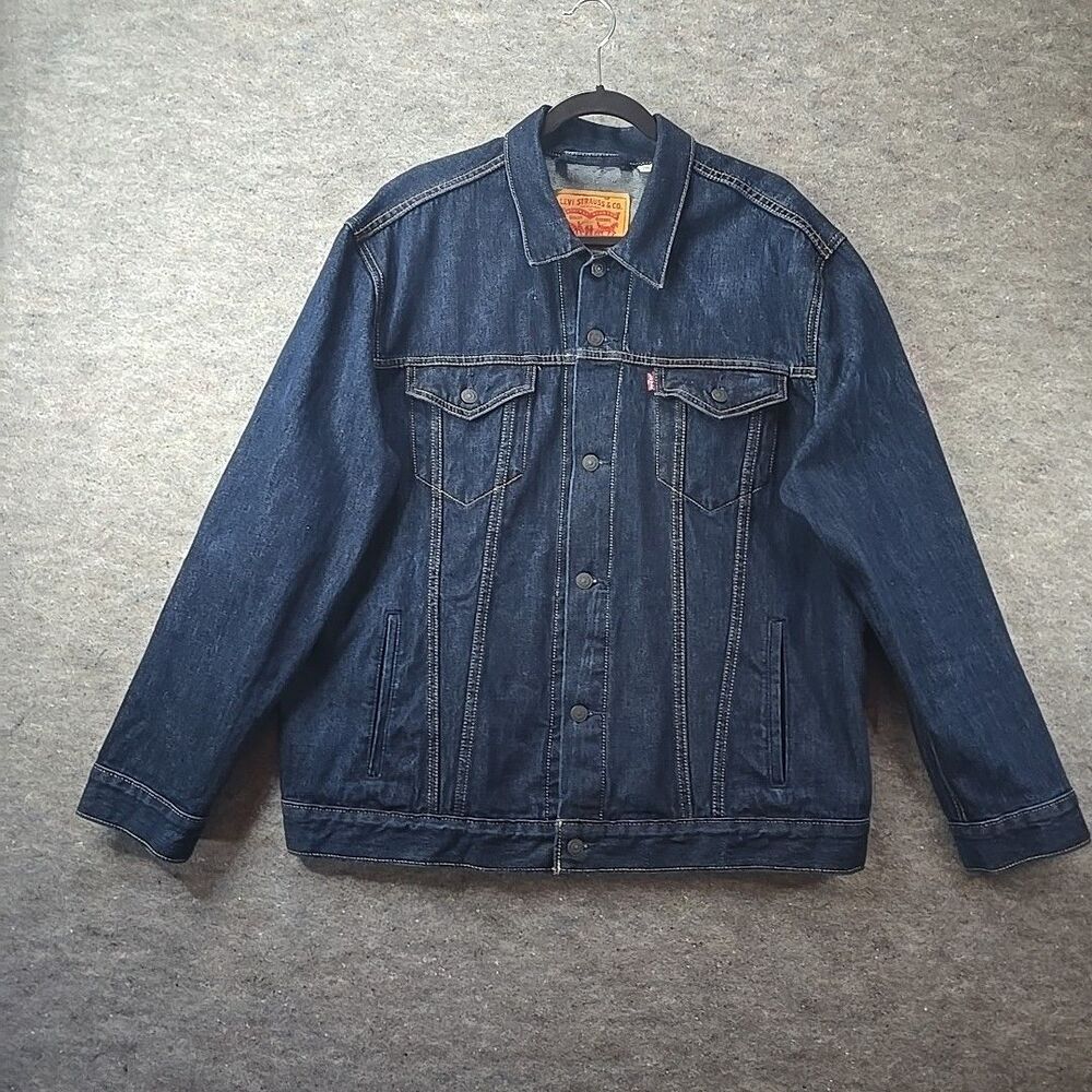 Levi’s Strauss Signature Gold Denim Trucker Jacket XXL Dark Wash Blue Jean